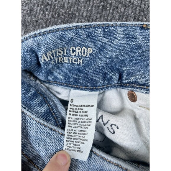 American Eagle Jeans Womens 0 Blue Artist Crop Super Stretch Light Wash Denim - Picture 3 of 8